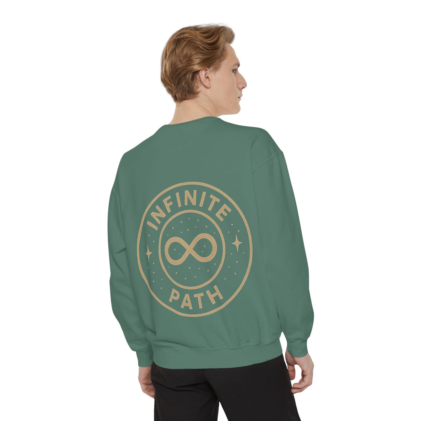 Inspirational Infinite Path Sweatshirt | Cozy Unisex Garment-Dyed Sweater | Mindfulness Gift | Motivational Apparel | Casual Wear