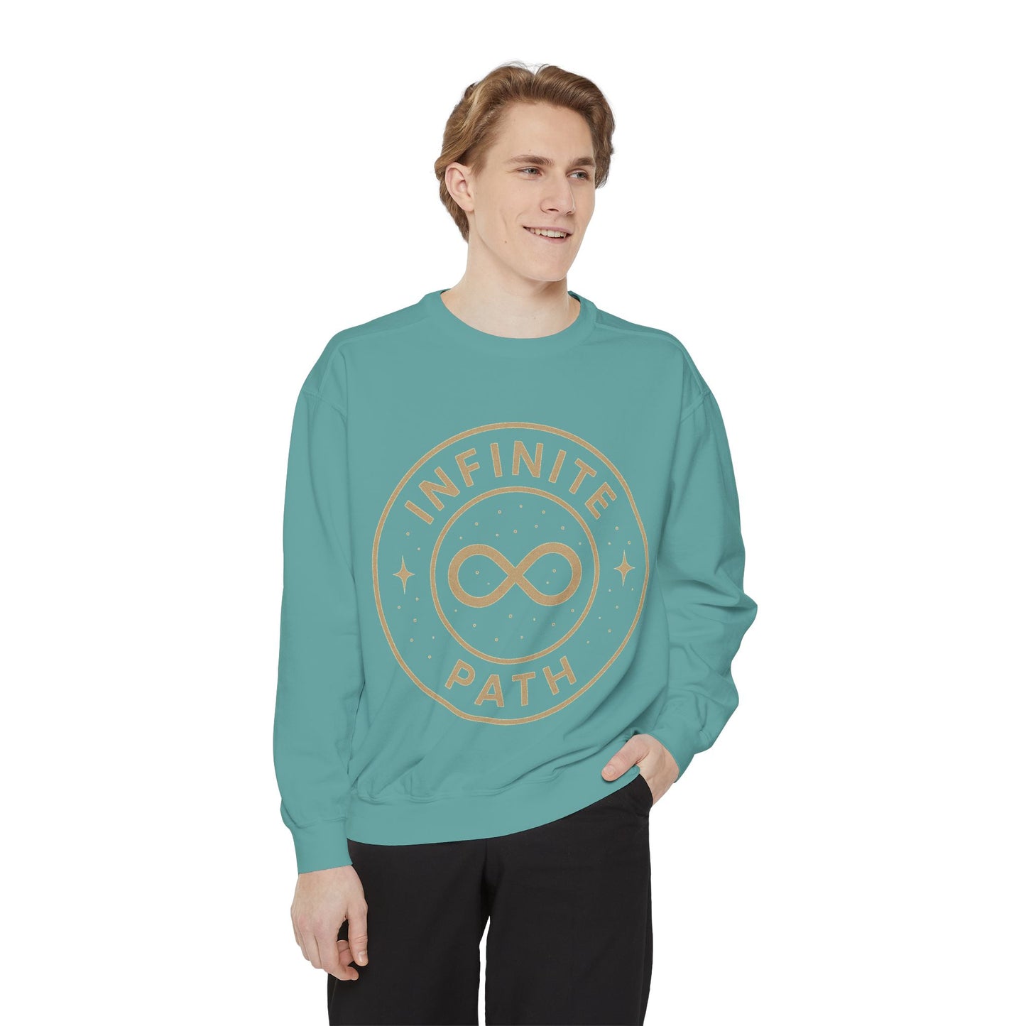 Inspirational Infinite Path Sweatshirt | Cozy Unisex Garment-Dyed Sweater | Mindfulness Gift | Motivational Apparel | Casual Wear