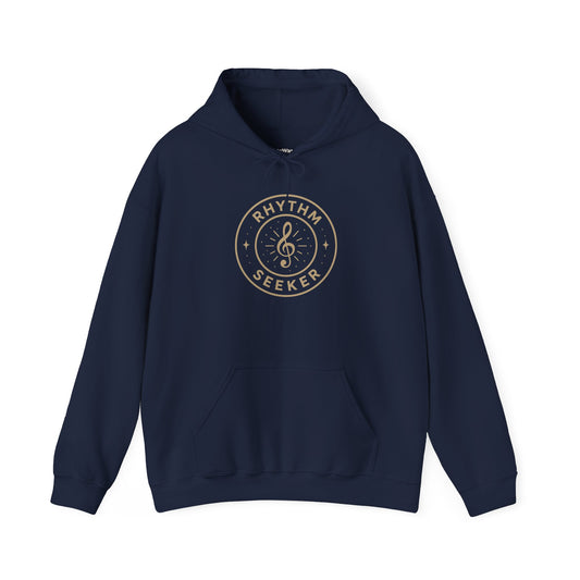 Rhythm Seeker Hooded Sweatshirt, Music Lover Hoodie, Casual Streetwear, Cozy Gift for Musicians, Thoughtful Present for Music Fans