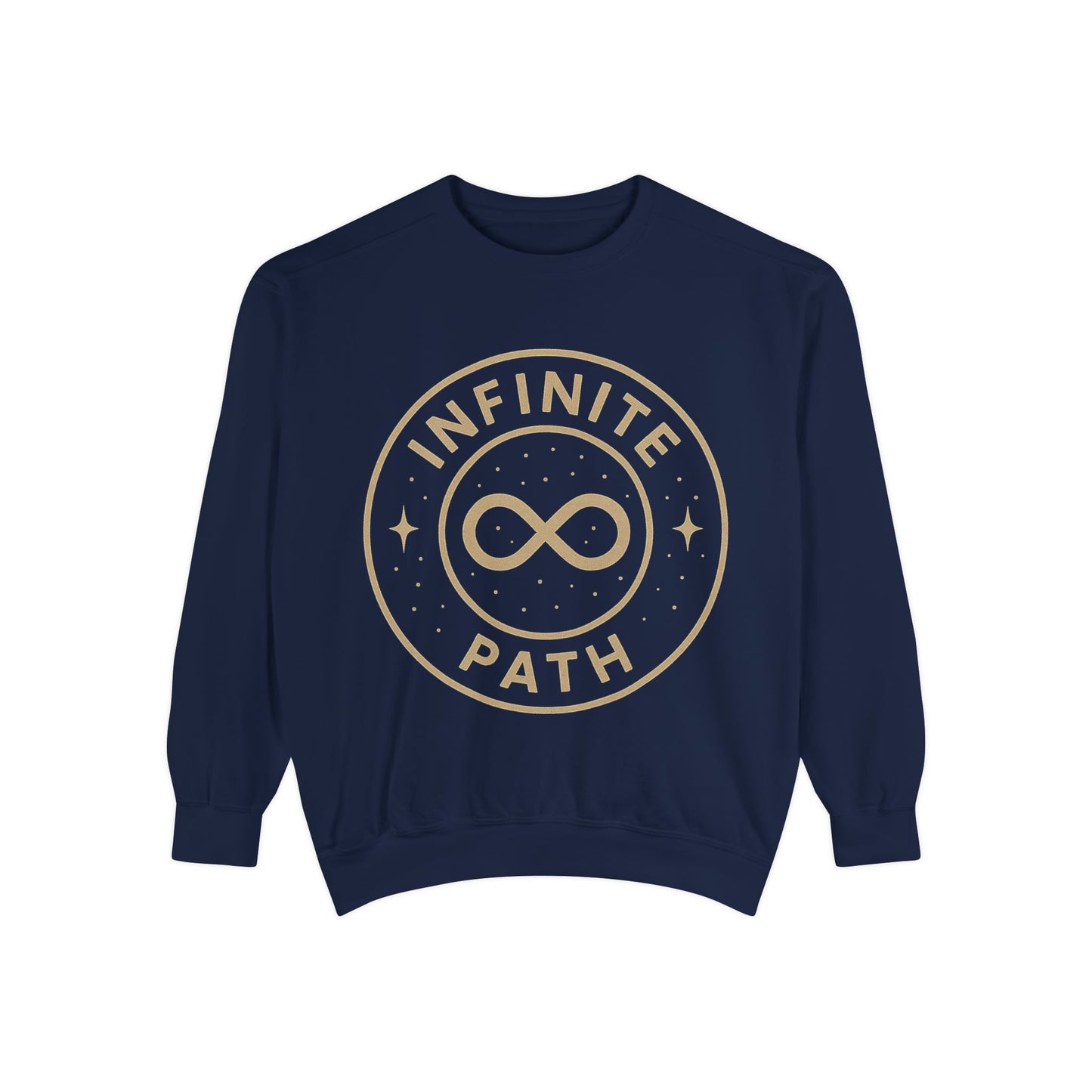 Inspirational Infinite Path Sweatshirt | Cozy Unisex Garment-Dyed Sweater | Mindfulness Gift | Motivational Apparel | Casual Wear