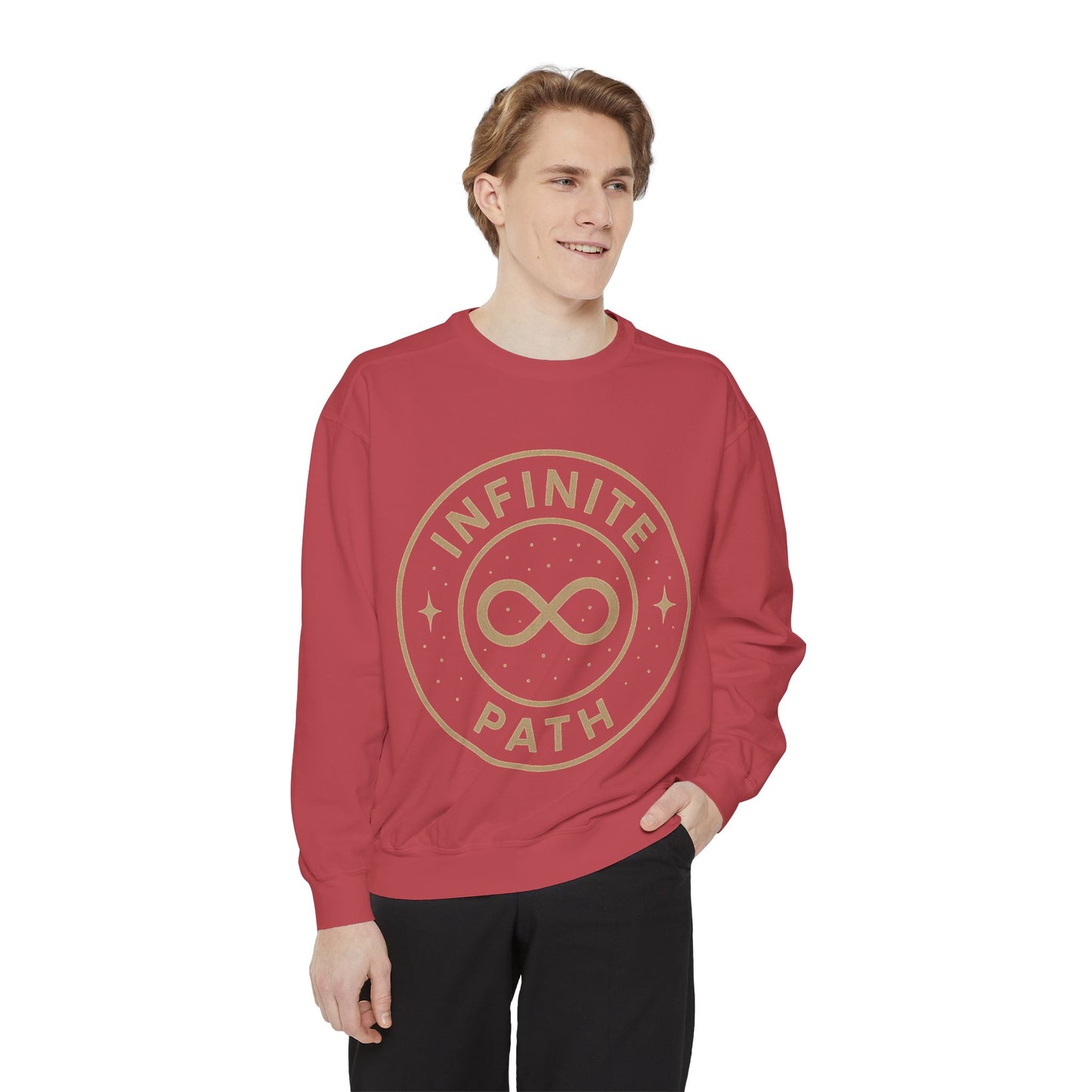 Inspirational Infinite Path Sweatshirt | Cozy Unisex Garment-Dyed Sweater | Mindfulness Gift | Motivational Apparel | Casual Wear