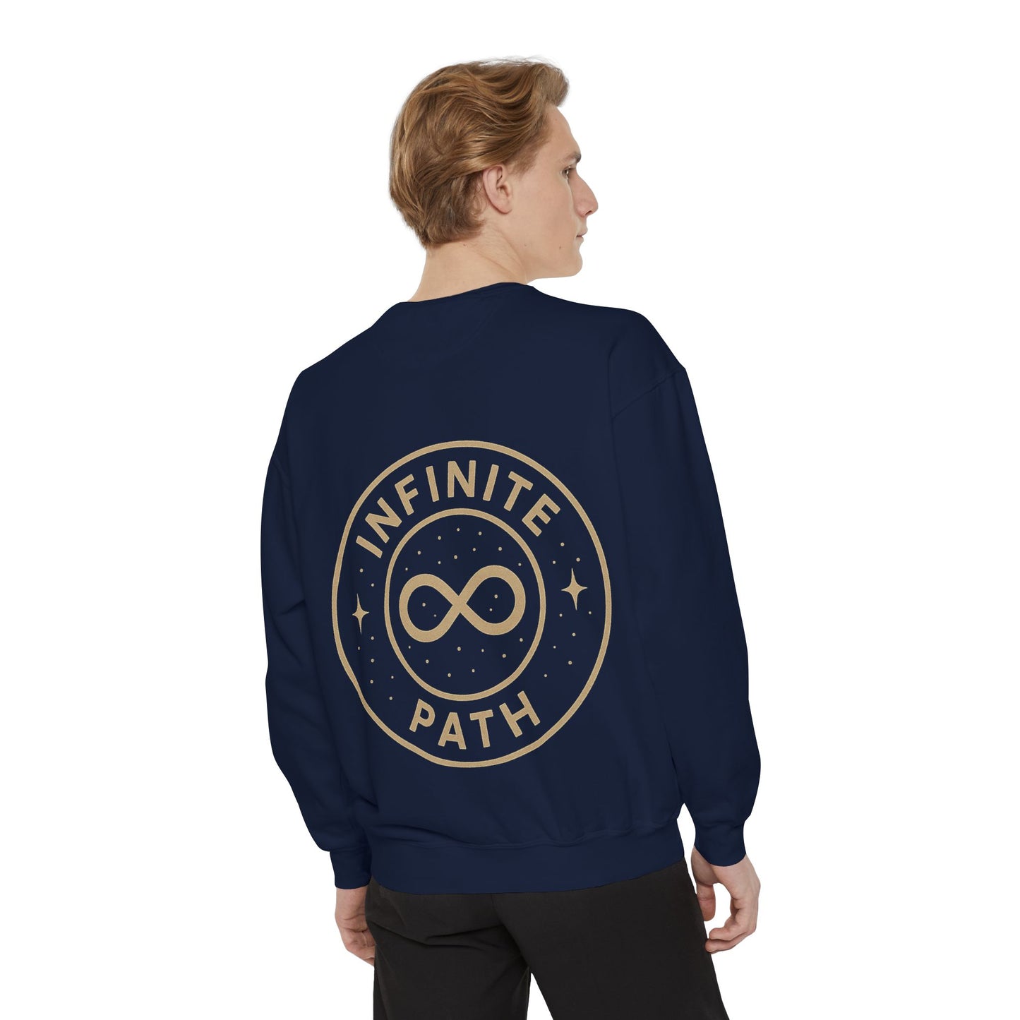 Inspirational Infinite Path Sweatshirt | Cozy Unisex Garment-Dyed Sweater | Mindfulness Gift | Motivational Apparel | Casual Wear