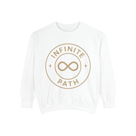 Inspirational Infinite Path Sweatshirt | Cozy Unisex Garment-Dyed Sweater | Mindfulness Gift | Motivational Apparel | Casual Wear