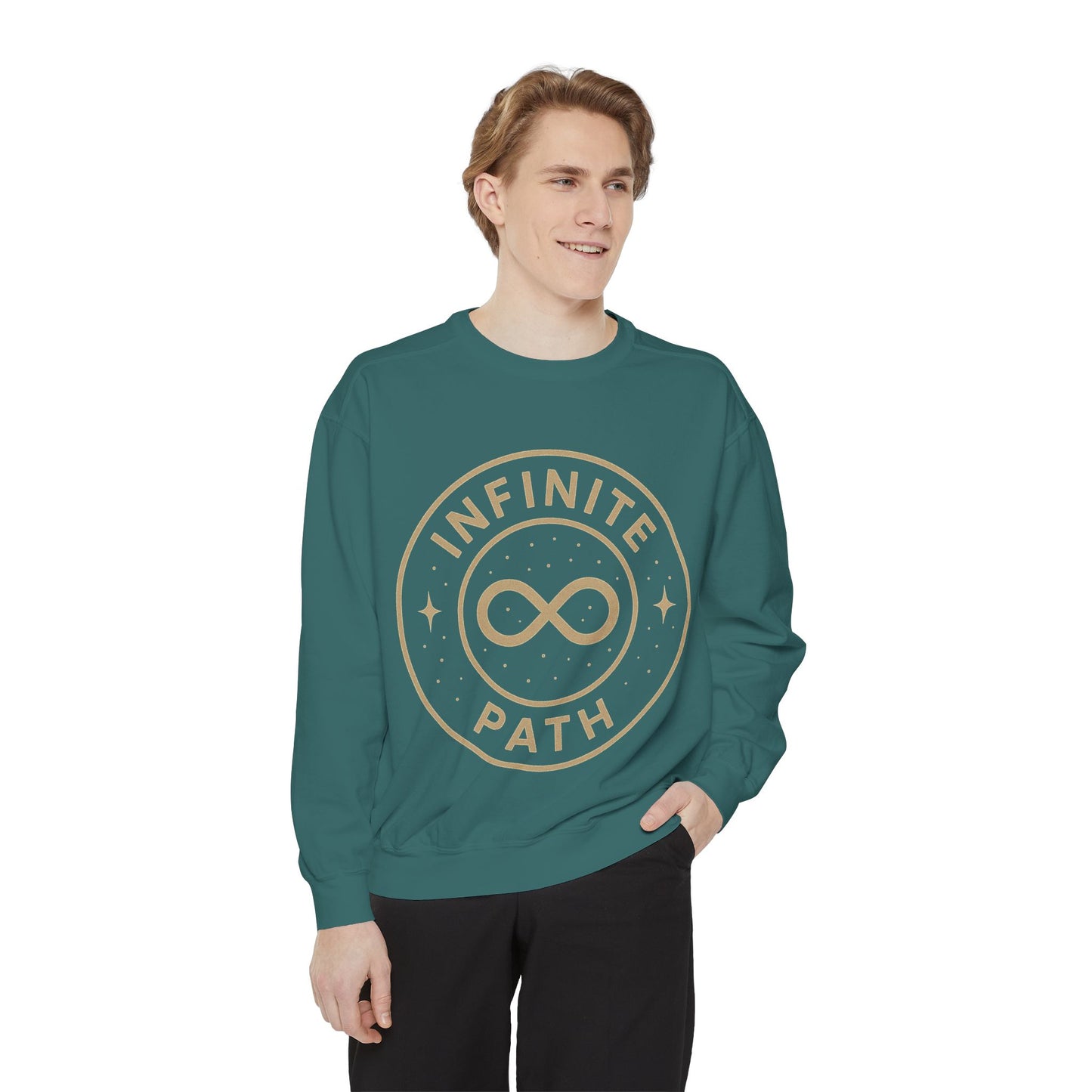 Inspirational Infinite Path Sweatshirt | Cozy Unisex Garment-Dyed Sweater | Mindfulness Gift | Motivational Apparel | Casual Wear