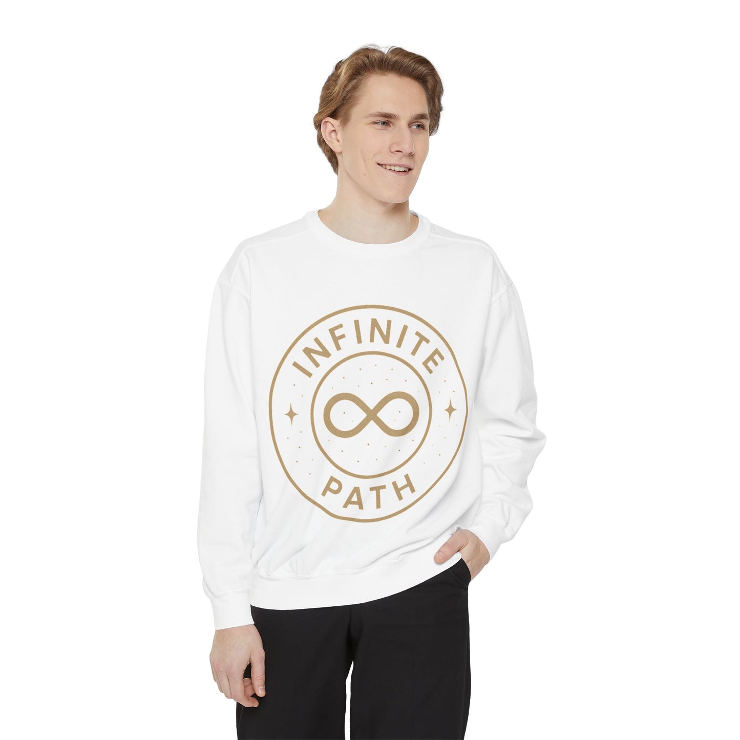 Inspirational Infinite Path Sweatshirt | Cozy Unisex Garment-Dyed Sweater | Mindfulness Gift | Motivational Apparel | Casual Wear